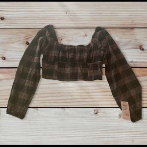 Wild Fable crop top plaid top -Large